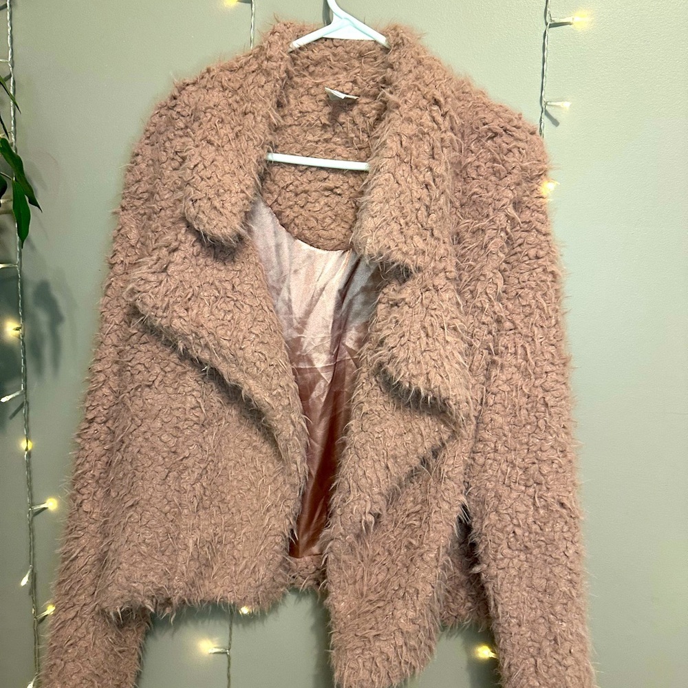 Belle Du Jour:Junior  Pink Fur Open Jacket- Size XL